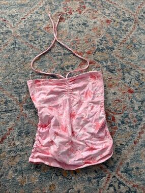 Aeropostale Pink Floral Halter Crop Top
